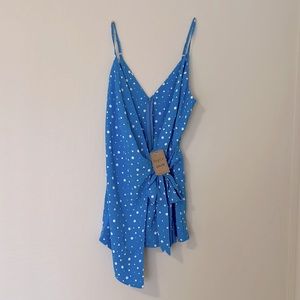 Blue and white polka dot Romper